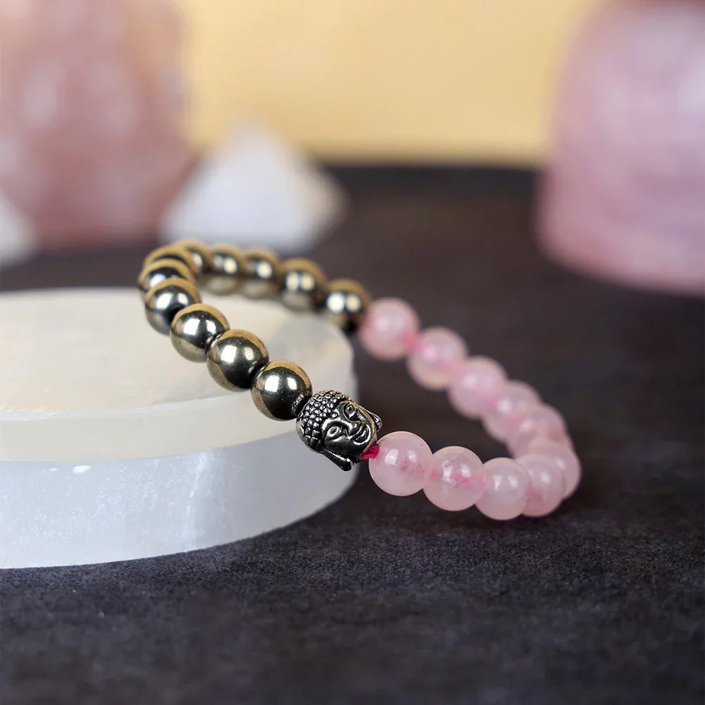 Astro Vedic Rose Quartz & Golden Pyrite Bracelet