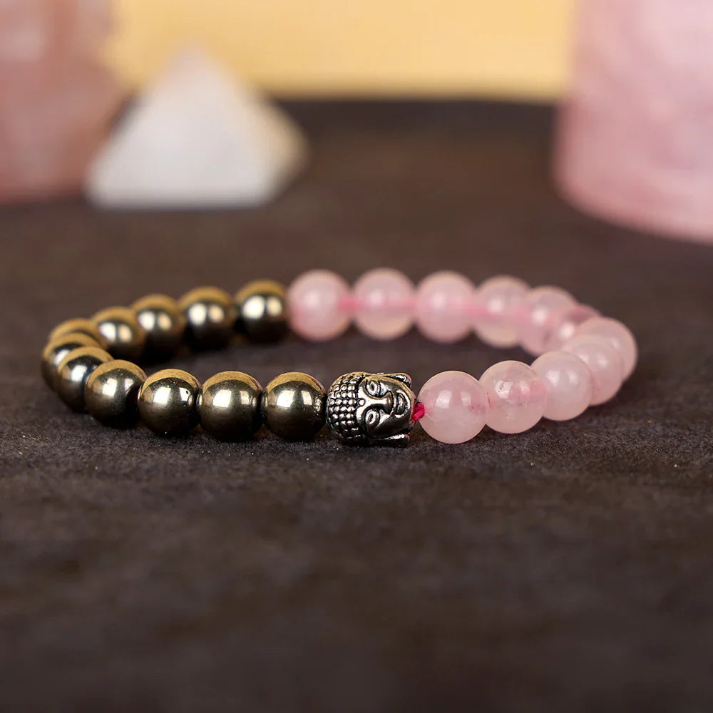 Astro Vedic Rose Quartz & Golden Pyrite Bracelet