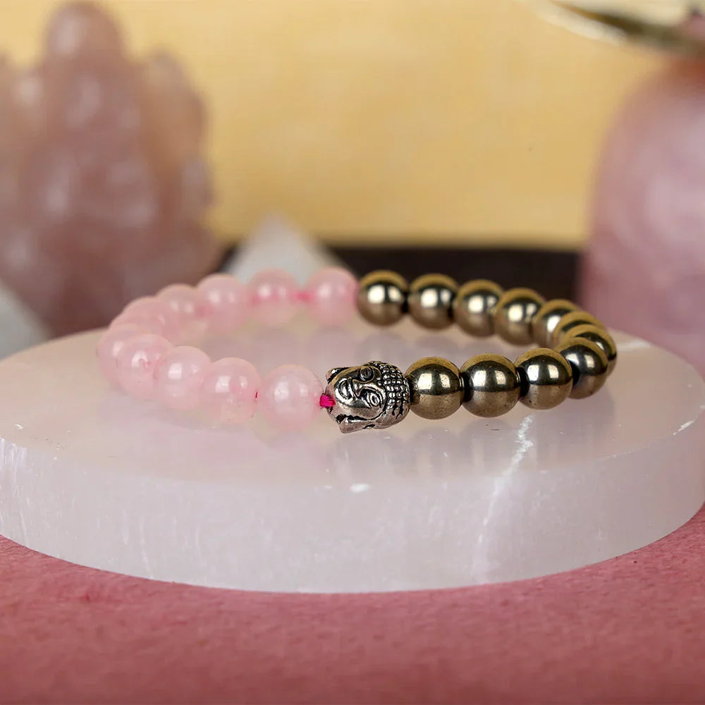 Astro Vedic Rose Quartz & Golden Pyrite Bracelet