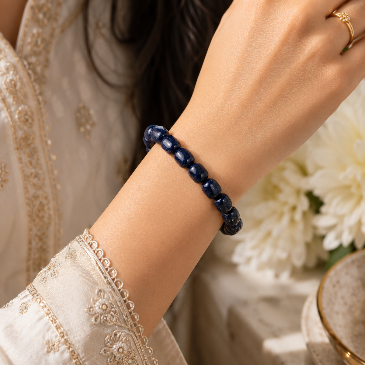 Blue Jade Tumbled Shani Bracelet