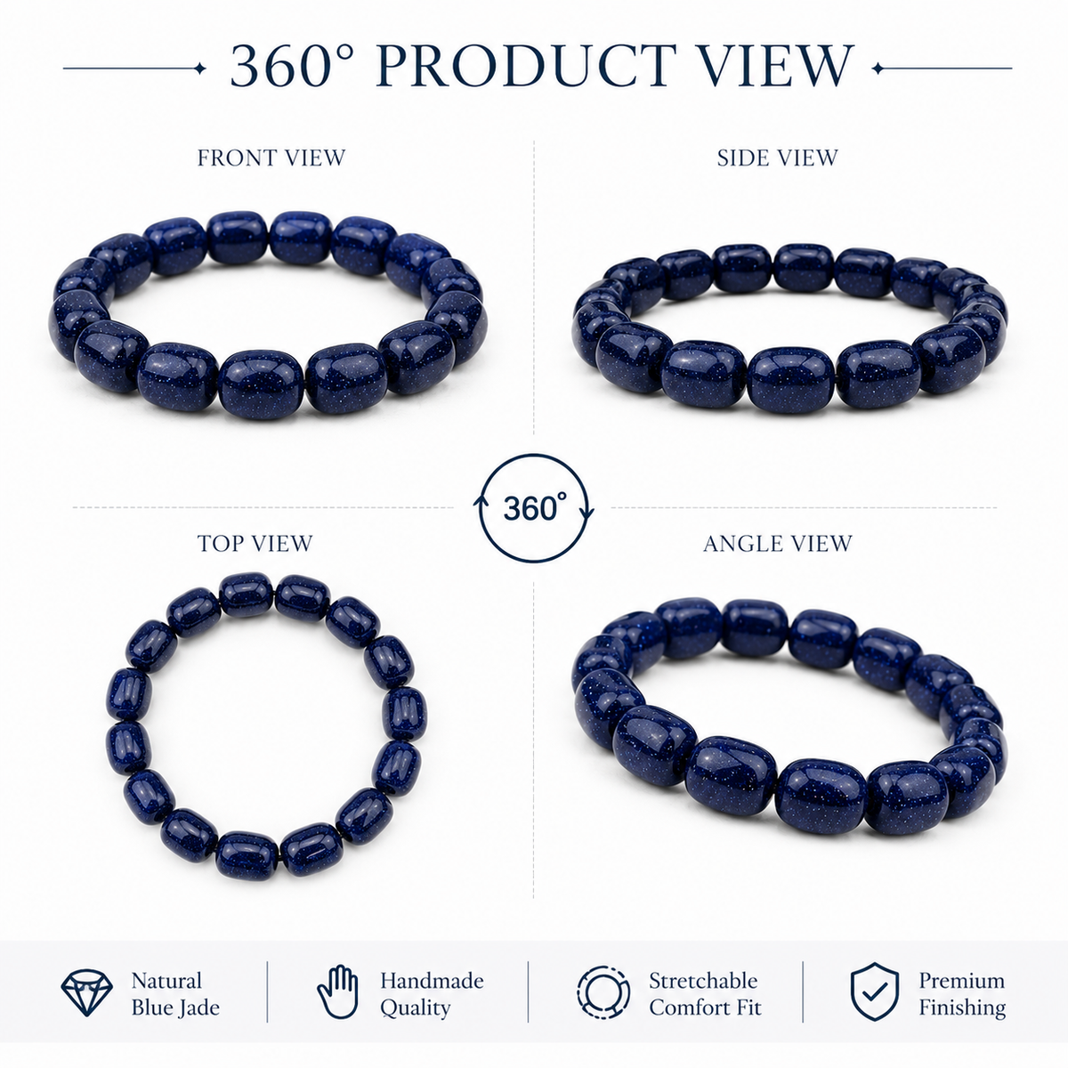 Blue Jade Tumbled Shani Bracelet