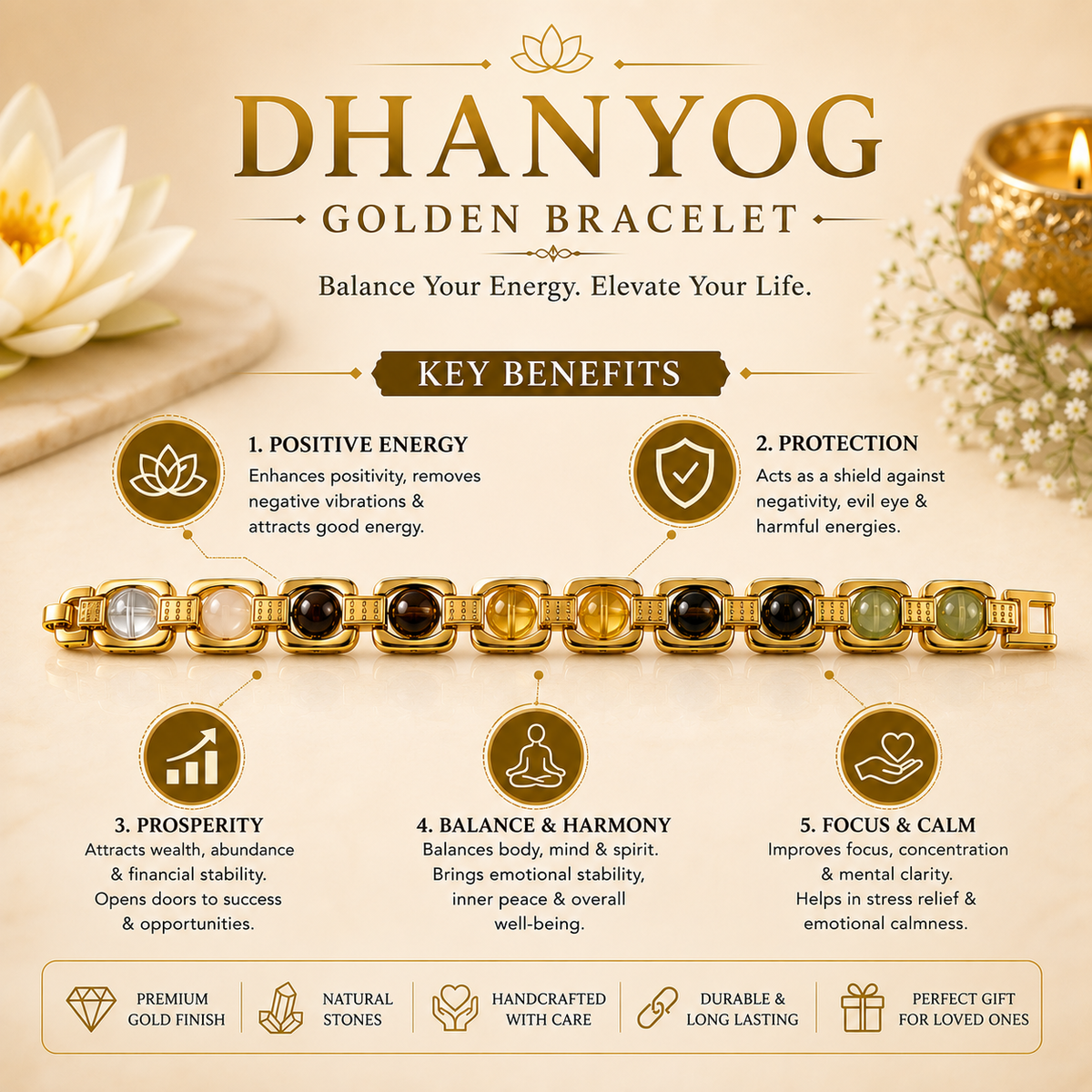 Metal Dhan Yog Bracelet - Golden