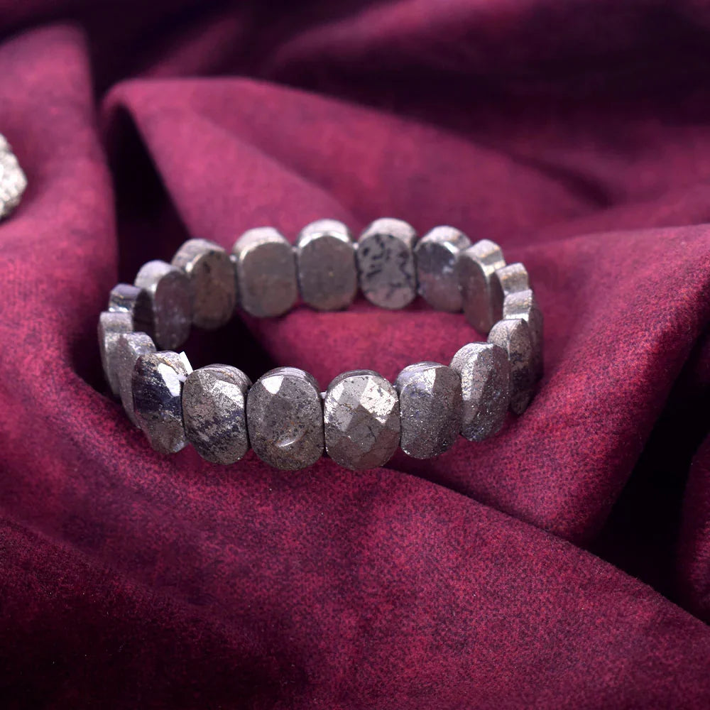 Astro Vedic Flat Beaded Pyrite Stone Bracelet