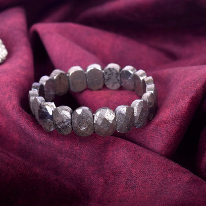 Astro Vedic Flat Beaded Pyrite Stone Bracelet