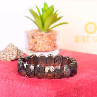 Astro Vedic Flat Beaded Pyrite Stone Bracelet