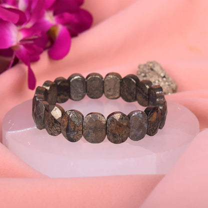 Astro Vedic Flat Beaded Pyrite Stone Bracelet