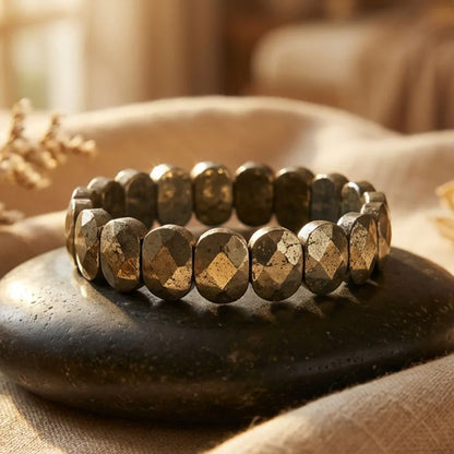 Astro Vedic Flat Beaded Pyrite Stone Bracelet