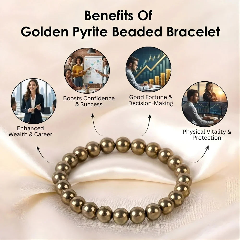 Astro Vedic Golden Pyrite Beaded Bracelet