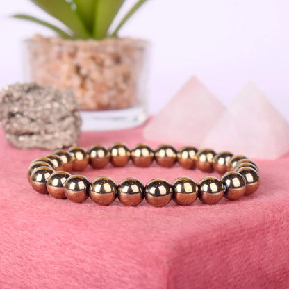 Astro Vedic Golden Pyrite Beaded Bracelet