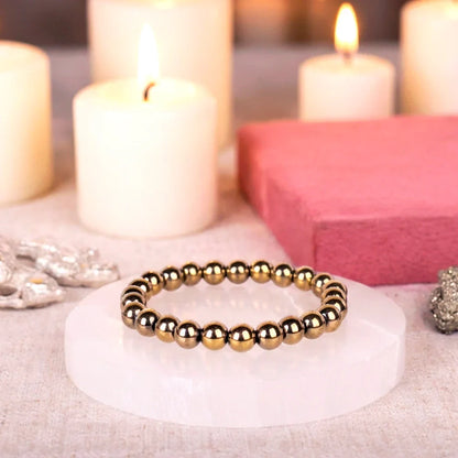 Astro Vedic Golden Pyrite Beaded Bracelet