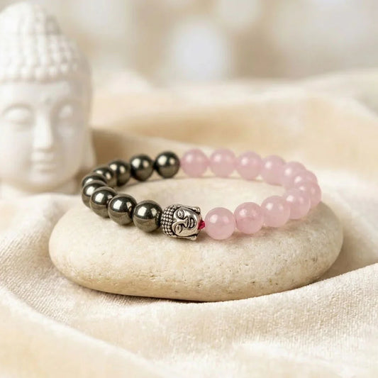 Astro Vedic Rose Quartz & Golden Pyrite Bracelet