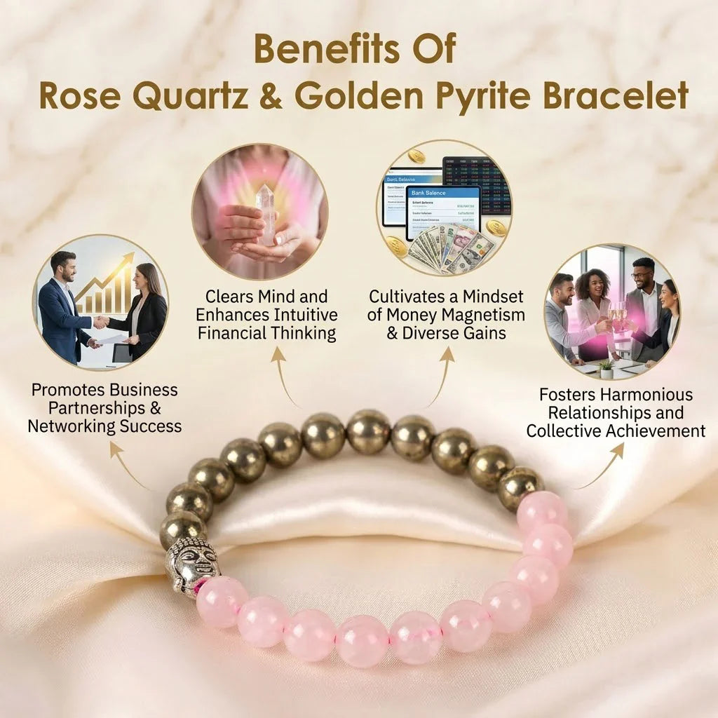 Astro Vedic Rose Quartz & Golden Pyrite Bracelet